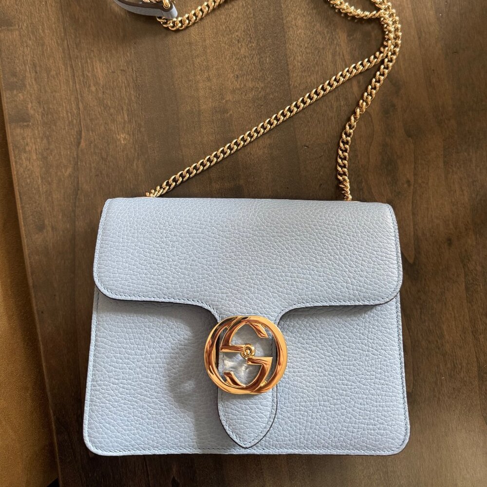 Women's Gucci Interlocking Chain GG Leather Crossbody Bag